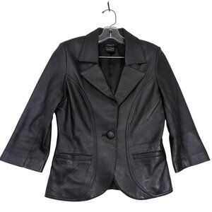 Arden B Lamb Leather Jacket Blazer Womens S Black Buttery Soft Corporate Baddie